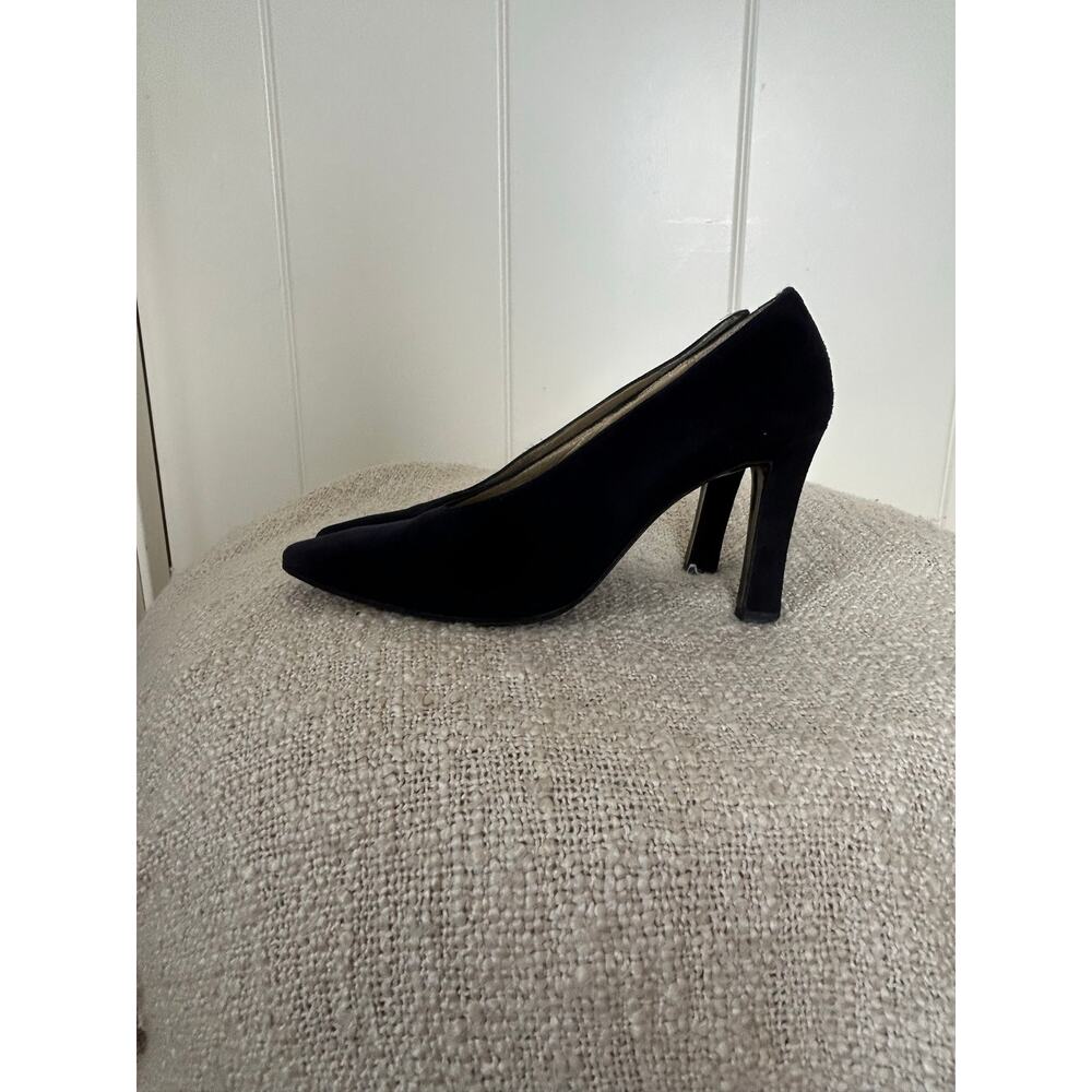 Vintage Yves Saint Laurent Navy Blue Suede Pumps Size 6.5 - Picture 3 of 9